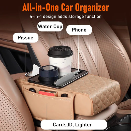 4-in-1 Multifunctional PU Leather Car Armrest Cushion