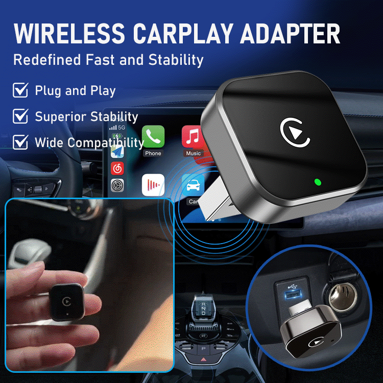 Wireless CarPlay & Android Auto Adapter — Compatible with All iOS & Android Phones
