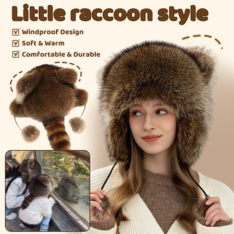 Little Raccoon Trapper Hat — Cute & Cozy Winter Warmth for Kids & Adults