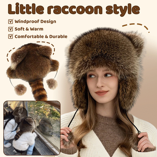 Little Raccoon Trapper Hat — Cute & Cozy Winter Warmth for Kids & Adults