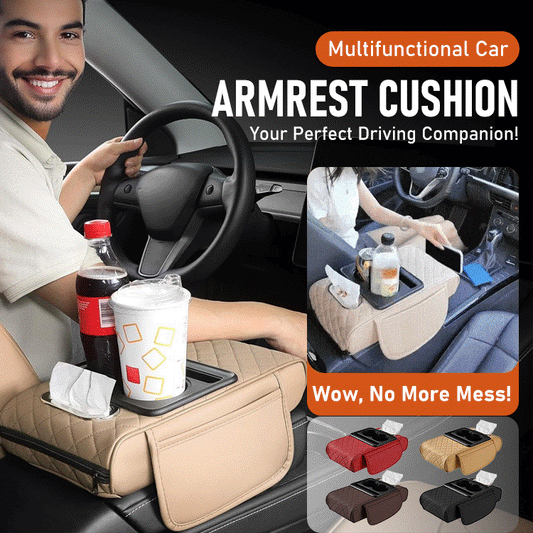4-in-1 Multifunctional PU Leather Car Armrest Cushion
