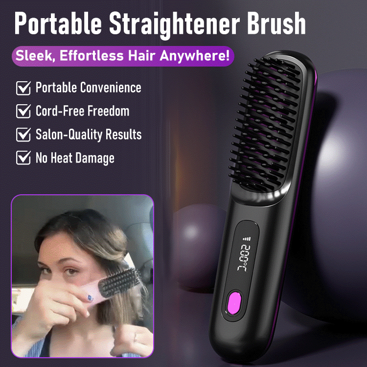 Portable Hair Straightening Brush — Smooth Style Anywhere