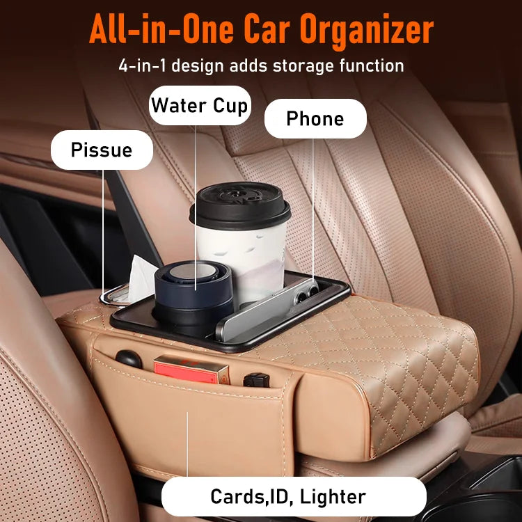 4-in-1 Multifunctional PU Leather Car Armrest Cushion