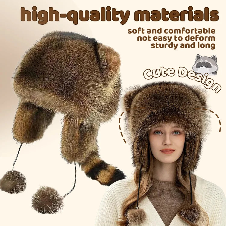 Little Raccoon Trapper Hat — Cute & Cozy Winter Warmth for Kids & Adults