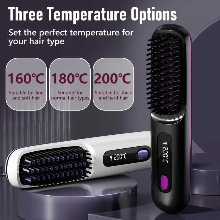 Portable Hair Straightening Brush — Smooth Style Anywhere