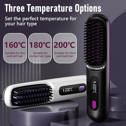 Portable Hair Straightening Brush — Smooth Style Anywhere