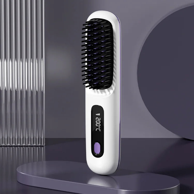 Portable Hair Straightening Brush — Smooth Style Anywhere