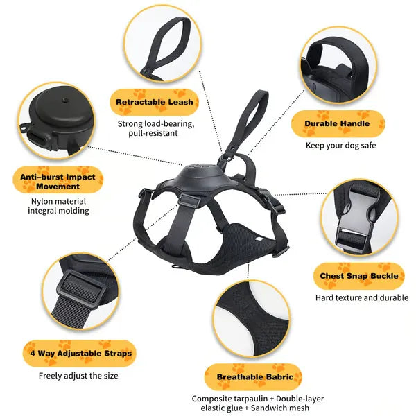 StrideMate Retractable Harness & Leash All-in-One