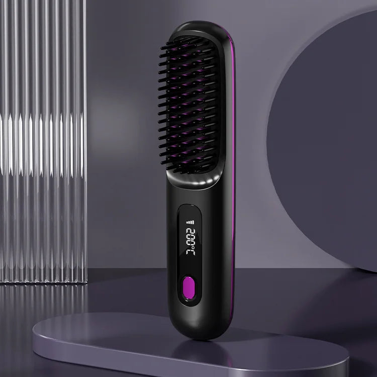 Portable Hair Straightening Brush — Smooth Style Anywhere