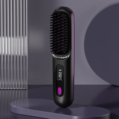 Portable Hair Straightening Brush — Smooth Style Anywhere
