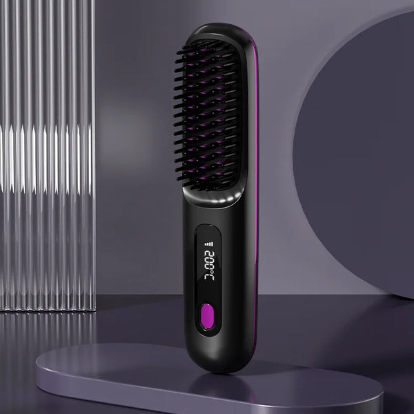 Portable Hair Straightening Brush — Smooth Style Anywhere